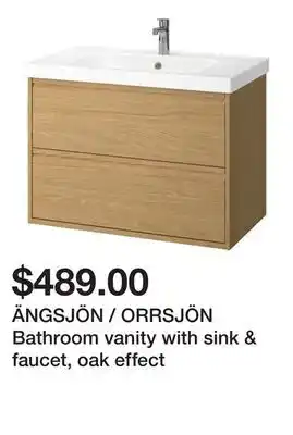 Ikea ÄNGSJÖN / ORRSJÖN Bathroom vanity with sink & faucet, oak effect offer