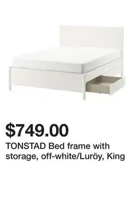 Ikea TONSTAD Bed frame with storage, off-white/Luröy, King offer