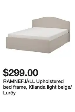 Ikea RAMNEFJÄLL Upholstered bed frame, Kilanda light beige/Luröy offer