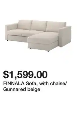 Ikea FINNALA Sofa, with chaise/Gunnared beige offer