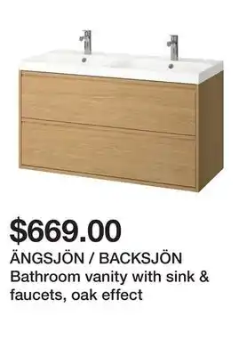 Ikea ÄNGSJÖN / BACKSJÖN Bathroom vanity with sink & faucets, oak effect offer