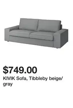 Ikea KIVIK Sofa, Tibbleby beige/gray offer