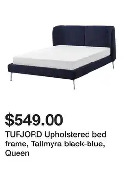 Ikea TUFJORD Upholstered bed frame, Tallmyra black-blue, Queen offer