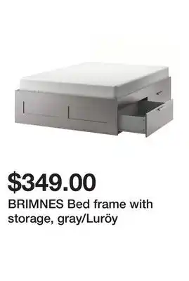 Ikea BRIMNES Bed frame with storage, gray/Luröy offer