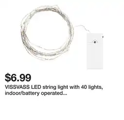 Ikea VISSVASS LED string light with 40 lights, indoor/battery operated silver color offer