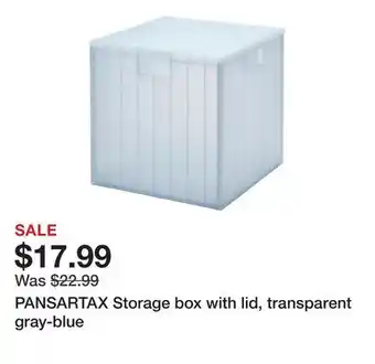 Ikea PANSARTAX Storage box with lid, transparent gray-blue offer