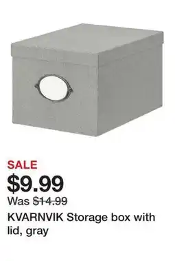 Ikea KVARNVIK Storage box with lid, gray offer