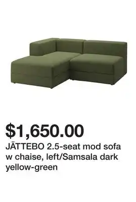 Ikea JÄTTEBO 2.5-seat mod sofa w chaise, left/Samsala dark yellow-green offer