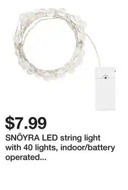 Ikea SNÖYRA LED string light with 40 lights, indoor/battery operated silver color offer