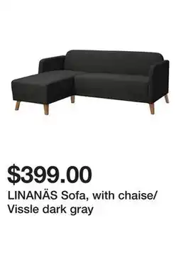 Ikea LINANÄS Sofa, with chaise/Vissle dark gray offer