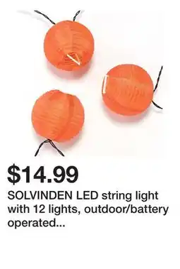 Ikea SOLVINDEN LED string light with 12 lights, outdoor/battery operated orange offer