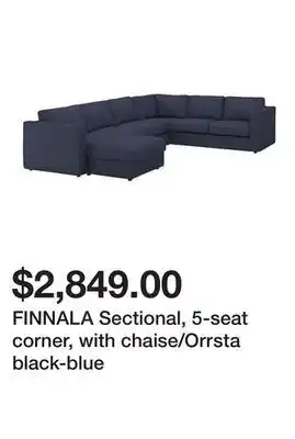 Ikea FINNALA Sectional, 5-seat corner, with chaise/Orrsta black-blue offer