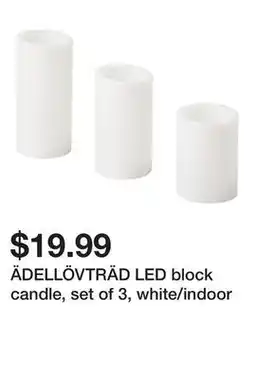 Ikea ÄDELLÖVTRÄD LED block candle, set of 3, white/indoor offer