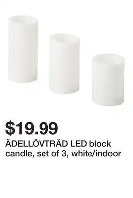 Ikea ÄDELLÖVTRÄD LED block candle, set of 3, white/indoor offer