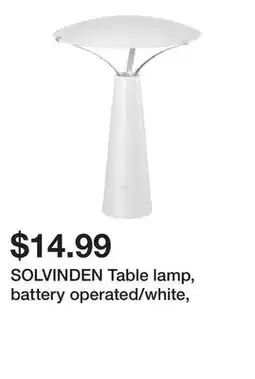 Ikea SOLVINDEN Table lamp, battery operated/white offer