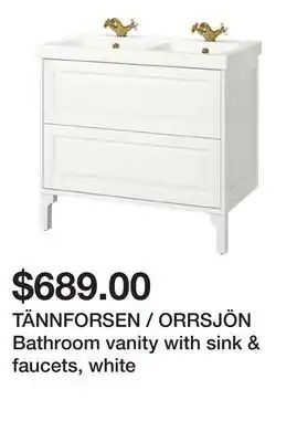 Ikea TÄNNFORSEN / ORRSJÖN Bathroom vanity with sink & faucets, white offer