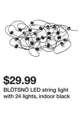 Ikea BLÖTSNÖ LED string light with 24 lights, indoor black offer