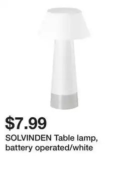 Ikea SOLVINDEN Table lamp, battery operated/white offer