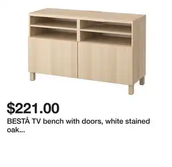 Ikea BESTÅ TV bench with doors, white stained oak effect/Lappviken/Stubbarp white stained oak effect offer