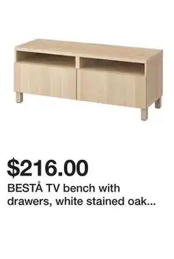 Ikea BESTÅ TV bench with drawers, white stained oak effect/Lappviken/Stubbarp white stained oak effect offer