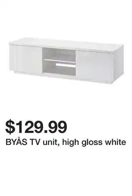 Ikea BYÅS TV unit, high gloss white offer