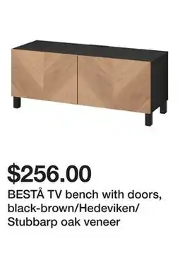 Ikea BESTÅ TV bench with doors, black-brown/Hedeviken/Stubbarp oak veneer offer