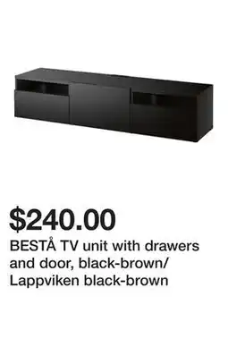 Ikea BESTÅ TV unit with drawers and door, black-brown/Lappviken black-brown offer