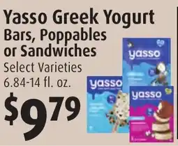 Gristedes Yasso Greek Yogurt Bars or Poppables or Sandwiches offer