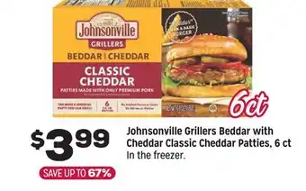 Grocery Outlet Johnsonville Grillers Beddar With Cheddar Classic Cheddar Patties, ct offer