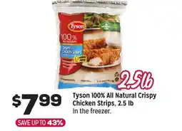 Grocery Outlet Tyson 100% All natural Crispy Chicken Strips, 2.5 lb offer