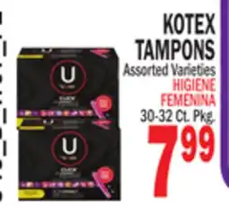 Bravo Supermarkets KOTEX TAMPONS offer