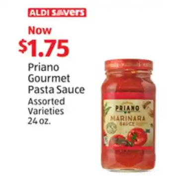 Aldi Priano Gourmet Pasta Sauce offer