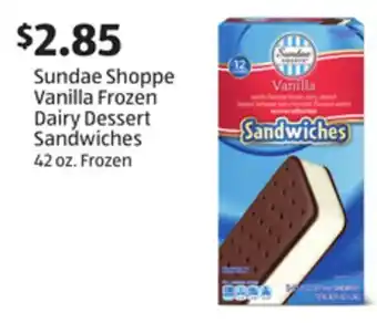 Aldi Sundae Shoppe Vanilla Frozen Dairy Dessert Sandwiches offer