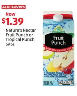 Aldi Nature's Nectar Fruit Punch or Tropical Punch offer