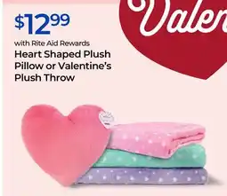 Rite Aid Heart Shaped Plush Pillow or Valentine's Plush Throw offer