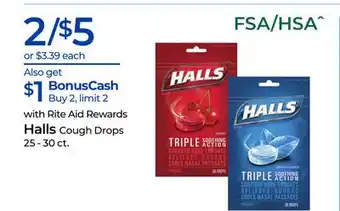 Rite Aid Halls Cough Drops offer