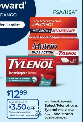 Rite Aid Select Tylenol, Tylenol and Motrin offer