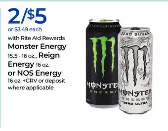 Rite Aid Monster Energy, Reign Energy or NOS Energy offer