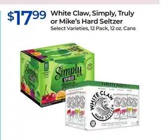 Rite Aid White Claw, Simply, Truly or Mike's Hard Seltzer offer