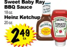 Superior Grocers Sweet Baby Ray BBQ Sauce, 18 oz. Heinz Ketchup offer