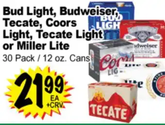 Superior Grocers Bud Light, Budweiser, Tecate, Coors Tecate Light or Miller Lite offer