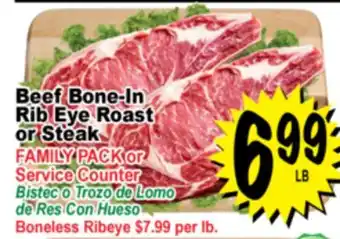 Superior Grocers Beef Bone-In Rib Eye Roast or Steak offer