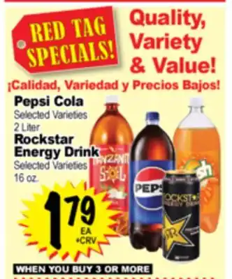 Superior Grocers Pepsi Cola 2 Liters, Rockstar Energy Drink, 16 oz offer