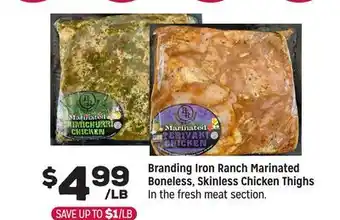 Grocery Outlet Branding Iron Ranch Marinated Boneless, Skinless Chicken Thighs offer