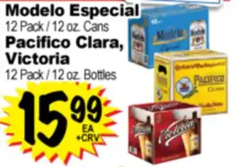 Superior Grocers Modelo Especial 12 Pack / 12 oz. Cans Pacifico Clara, Victoria 12 Pack / 12 oz. Bottles offer