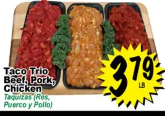 Superior Grocers Taco Trio Beef, Pork, Chicken offer