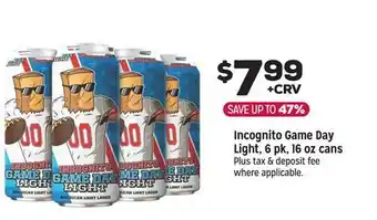 Grocery Outlet Incognito Game day Light, 6 pk, 16 oz cans offer