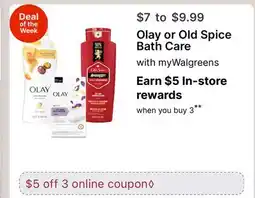 Walgreens Olay or Old Spice Bath Care offer