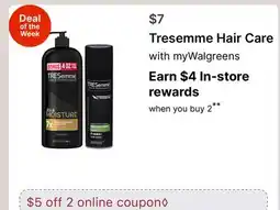 Walgreens Tresemme Hair Care offer