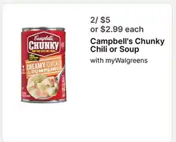 Walgreens Campbell's Chunky Chili or Soup offer